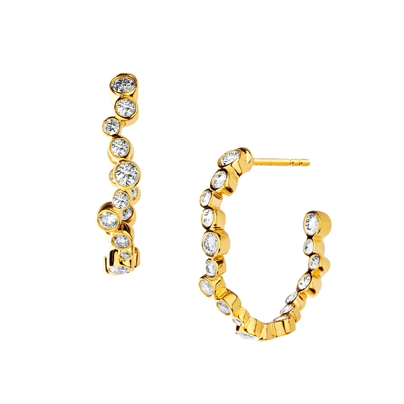 Hoop earrings with circle designs for a classic and timeless shape-Diamond Cluster Oval Hoops