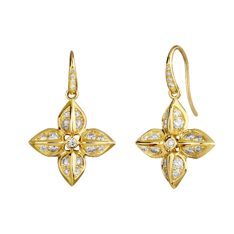 Stylish hoop earrings with diamond accents for an elegant and sparkling effect-Diamond Flower Earrings