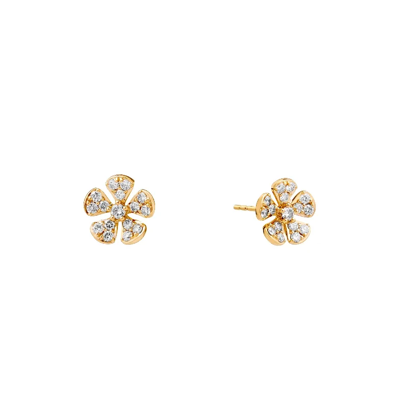 Hoop earrings with hearts for a sweet and romantic gesture-Diamond Flower Studs