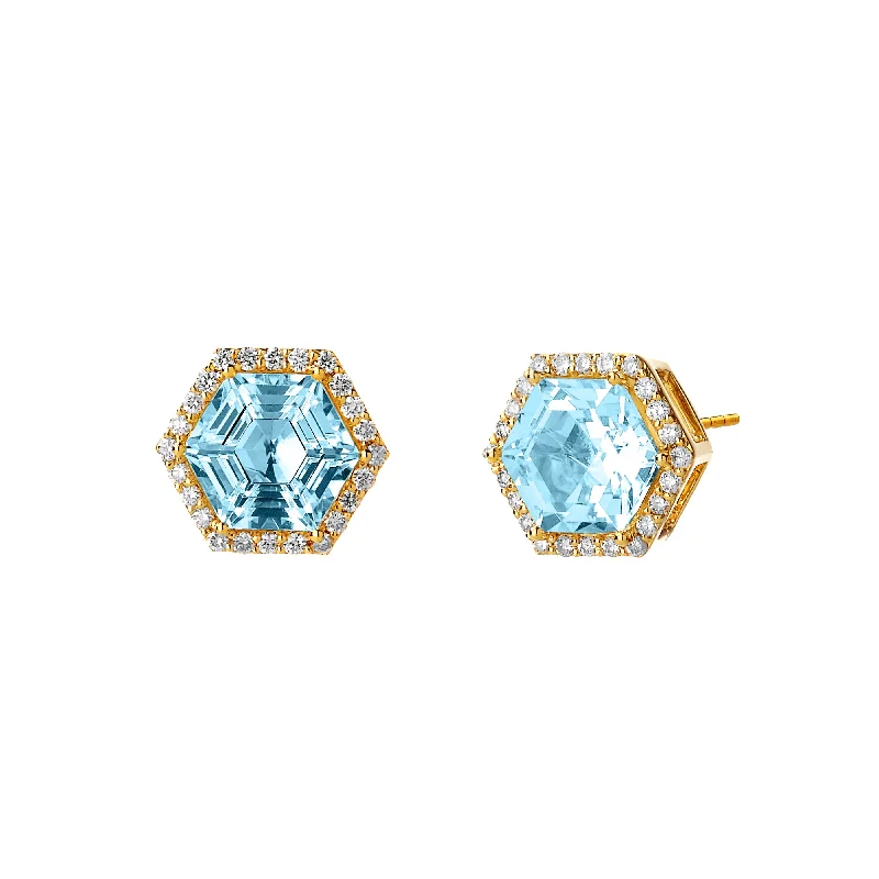 Hoop earrings with oversized designs for a bold, fashion-forward statement-Hexagon Studs