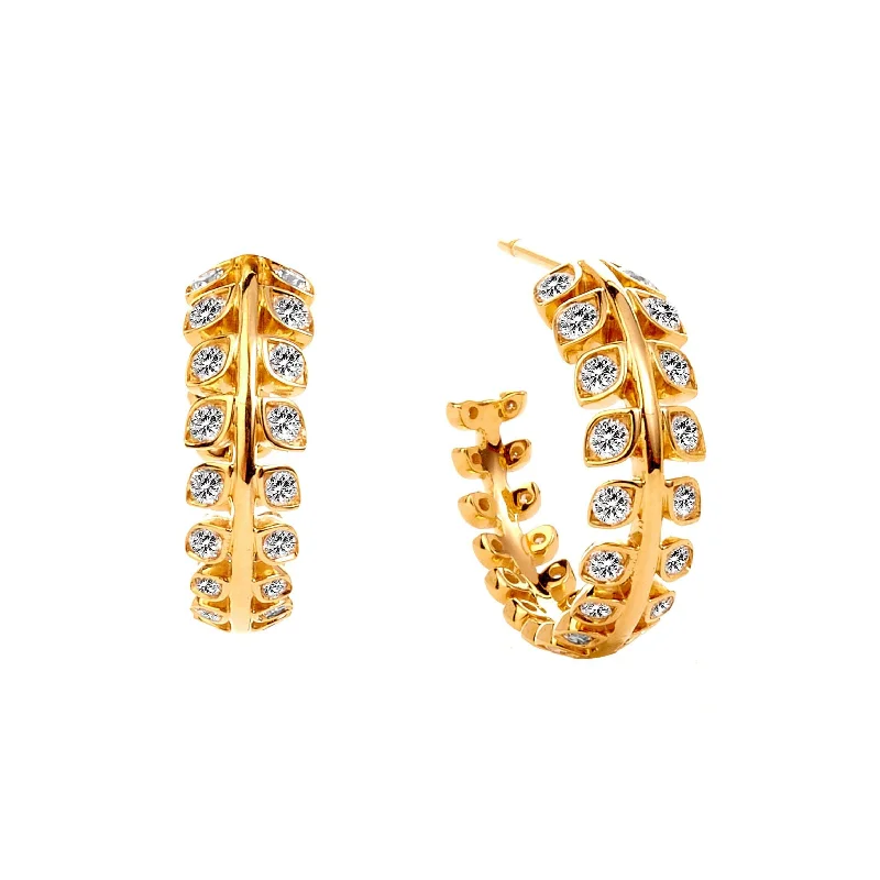 Best hoop earrings with rose gold for a romantic and warm aesthetic-Diamond Leaf Hoops