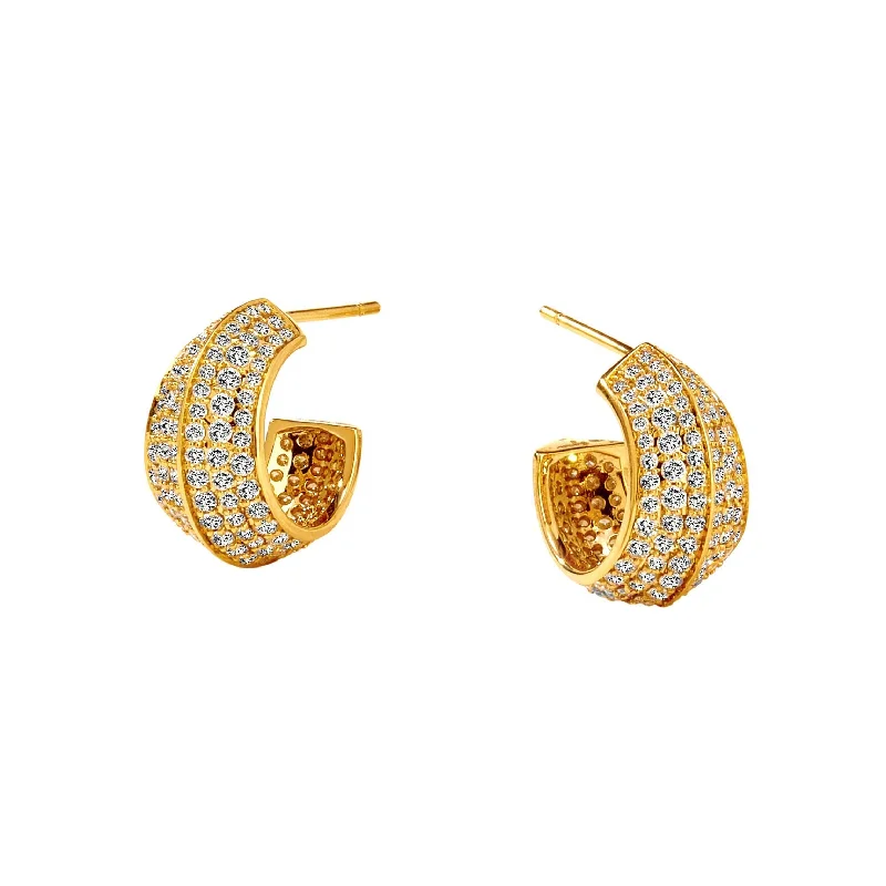 Hoop earrings with textured gold for a refined and sophisticated aesthetic-Diamond Pave Hoops