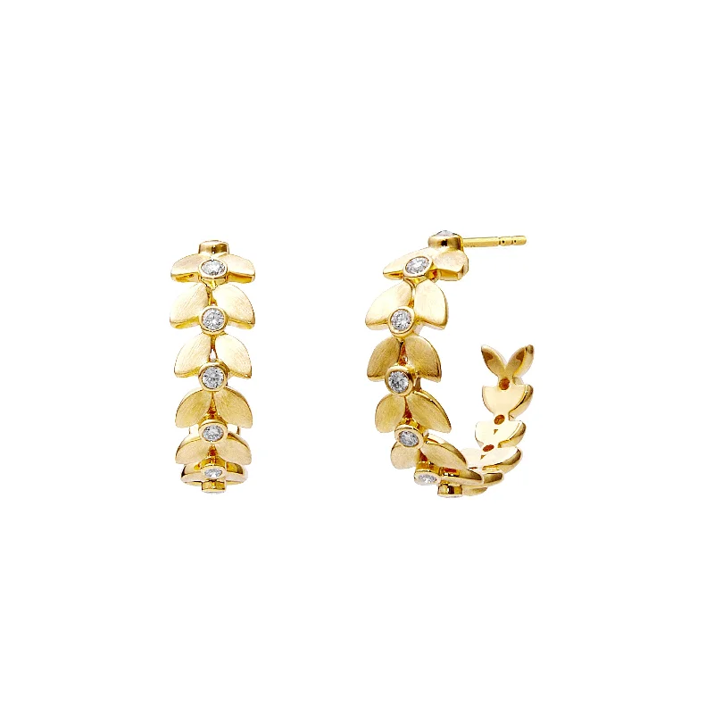 Lightweight hoop earrings for comfortable and all-day wear-Satin Leaf Hoops