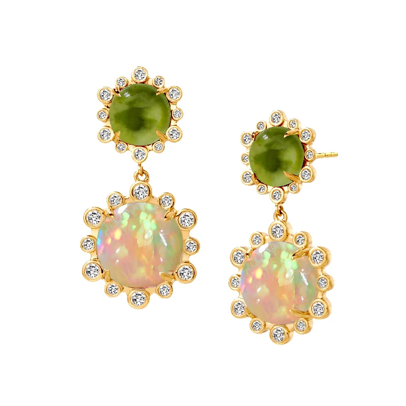 Hoop earrings with circle designs for a classic and timeless shape-Double Drop Opal Earrings