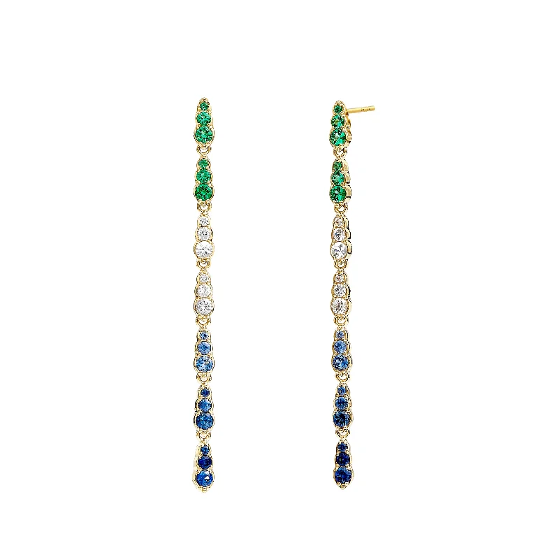 Best hoop earrings with vintage rhinestone embellishments for a retro-glam effect-Emerald Sapphire Earrings