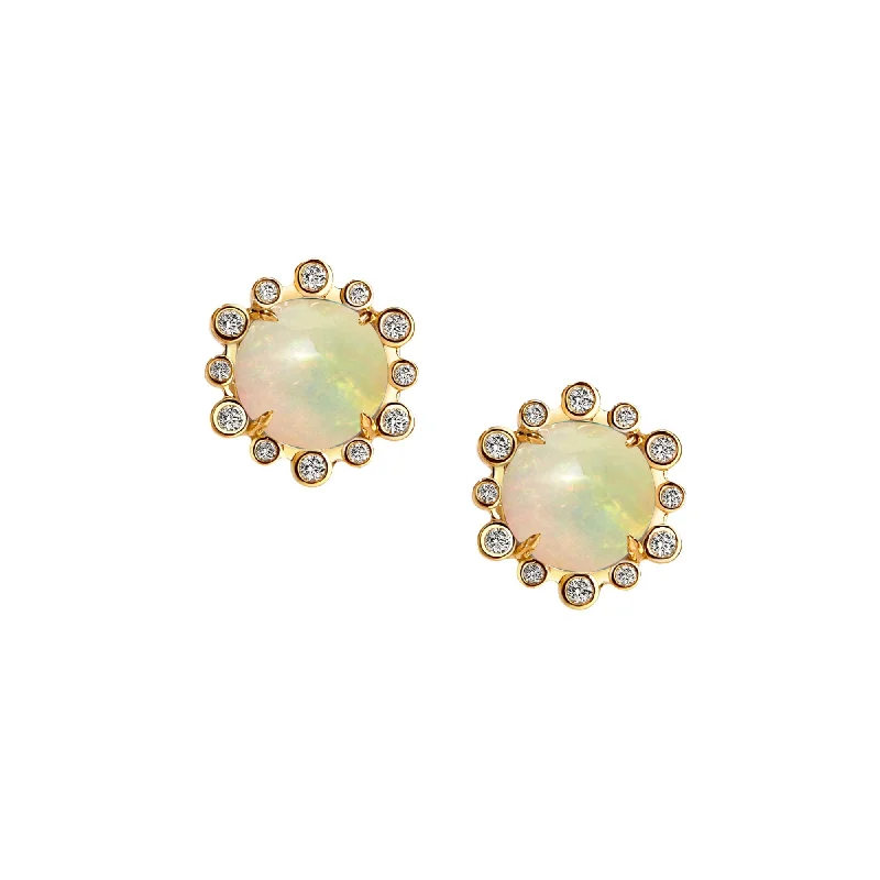 Hoop earrings with diamond-cut surfaces for added sparkle and shine-Ethiopian Opal Mogul Studs