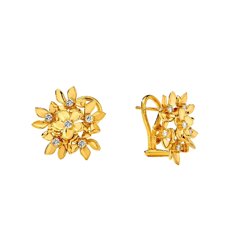 Best hoop earrings with smooth ceramic finishes for a polished, clean style-Gold Flower Bunch Earrings