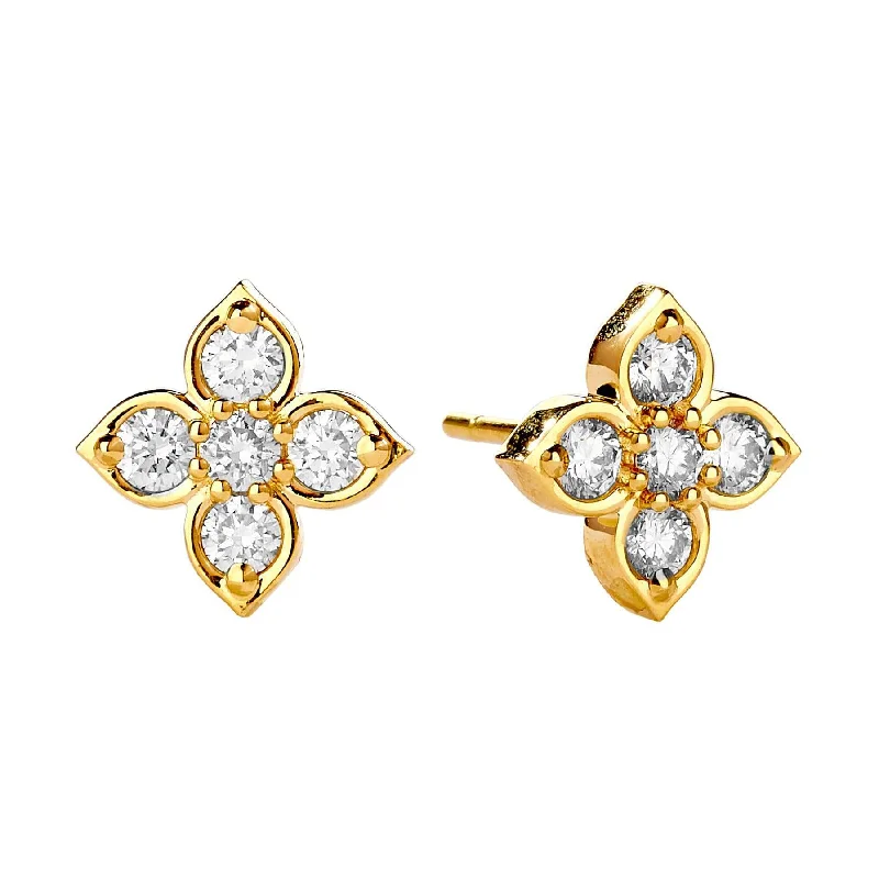 Stylish hoop earrings with diamond accents for an elegant and sparkling effect-Four Leaf Diamond Studs