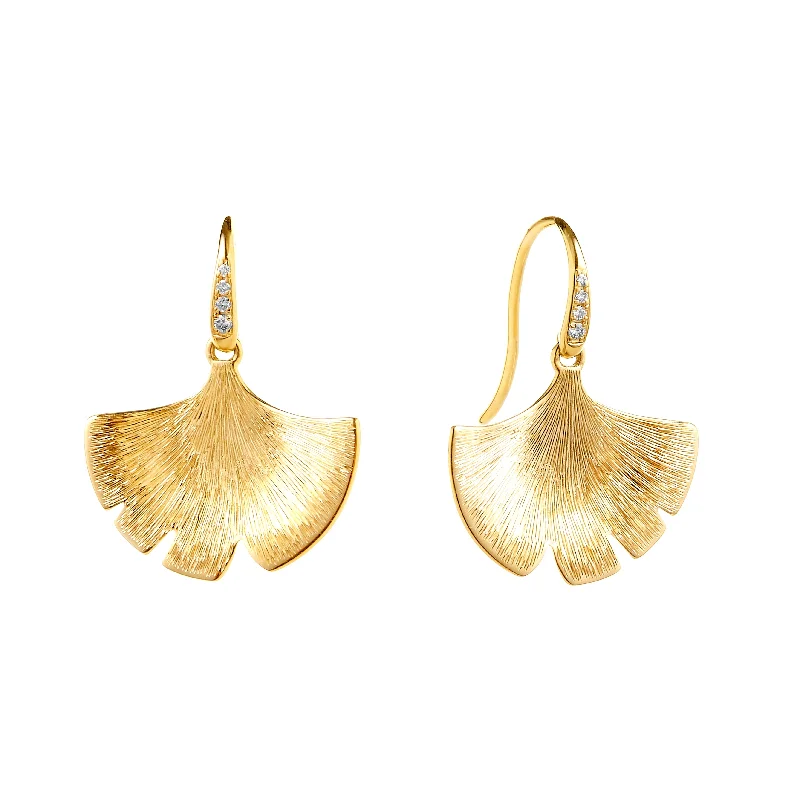 Best hoop earrings with floral designs for a feminine and delicate look-Gold Gingko Earrings