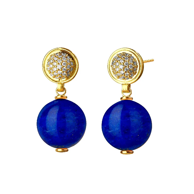 Hoop earrings with hearts for a sweet and romantic gesture-Lapis Bead Earrings