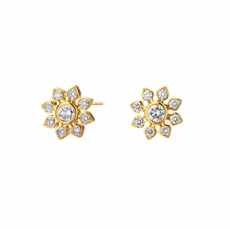 Hoop earrings with abstract shapes for an artistic and creative touch-Diamond Flower Studs