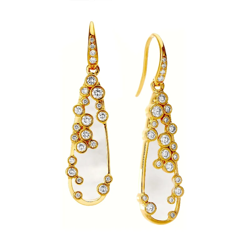 Hoop earrings with rhinestone-studded rims for a glamorous touch-Pearl Diamond Cluster Earrings