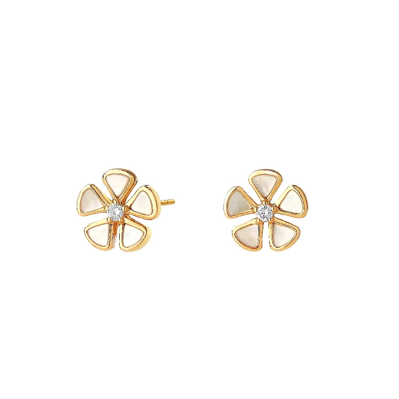 Best hoop earrings with delicate chain details for a trendy and stylish design-Pearl Flower Studs