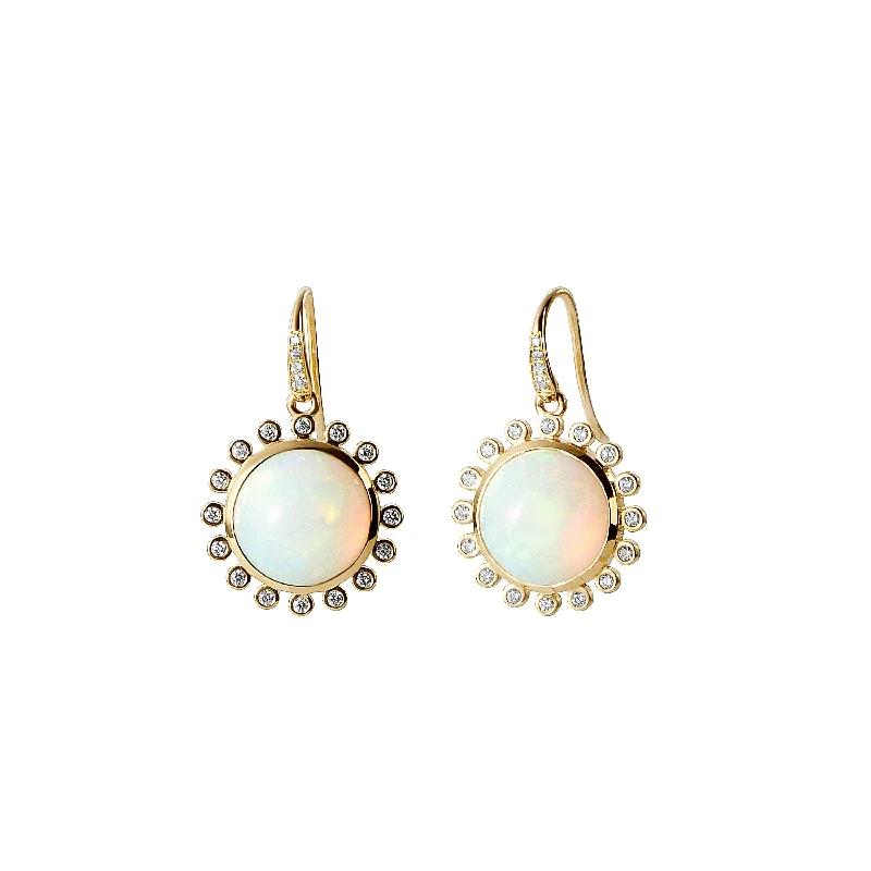 Hoop earrings with a matte finish for a sleek and sophisticated appearance-Opal Cabochon Earrings