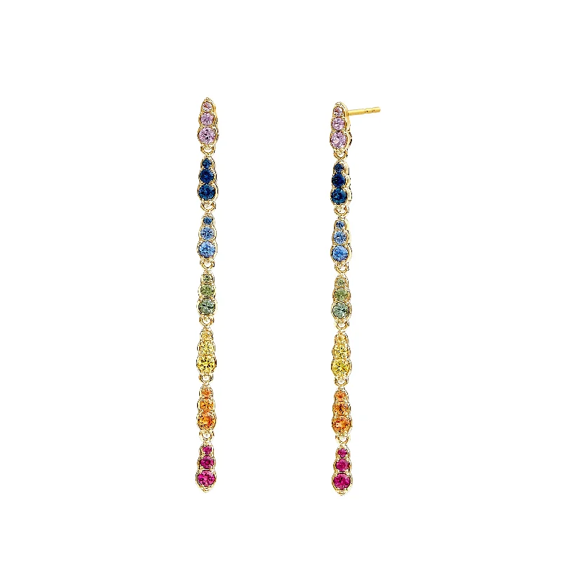 Hoop earrings with textured finishes for a vintage and classic style-Rainbow Sapphire Earrings