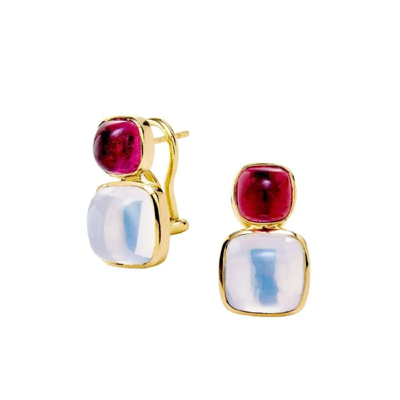 Hoop earrings with a matte black finish for a sleek, edgy vibe-Rubellite Sugarloaf Cabochon Earrings