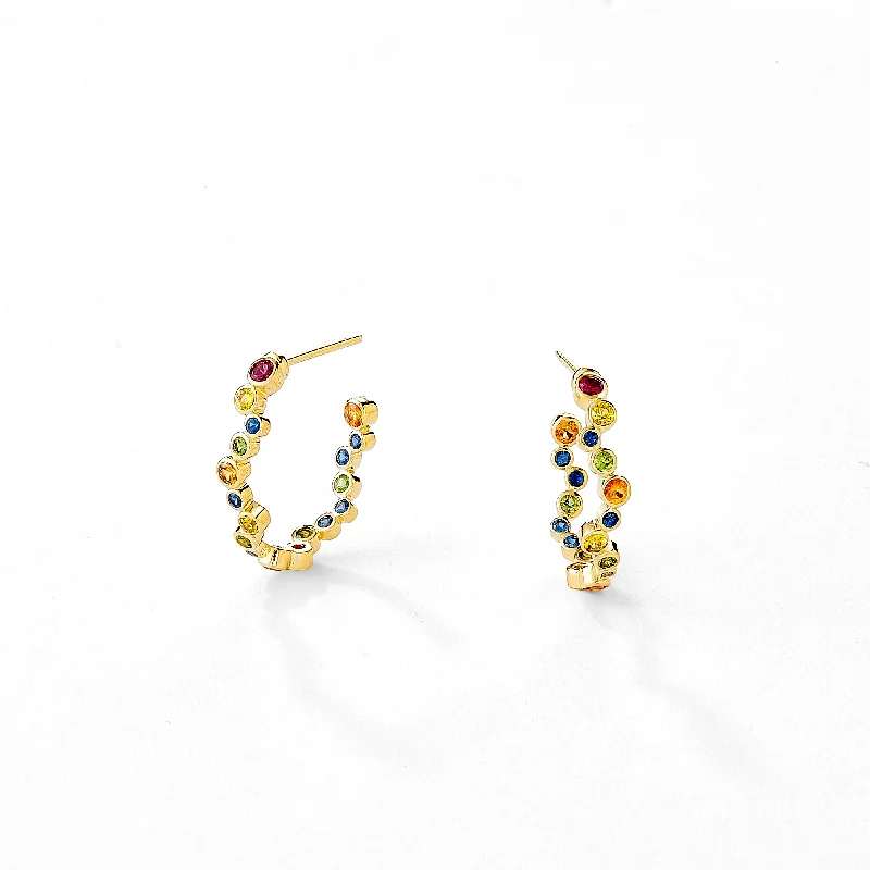 Hoop earrings with oversized pearl accents for a statement-making look-Multi Sapphire Oval Hoops