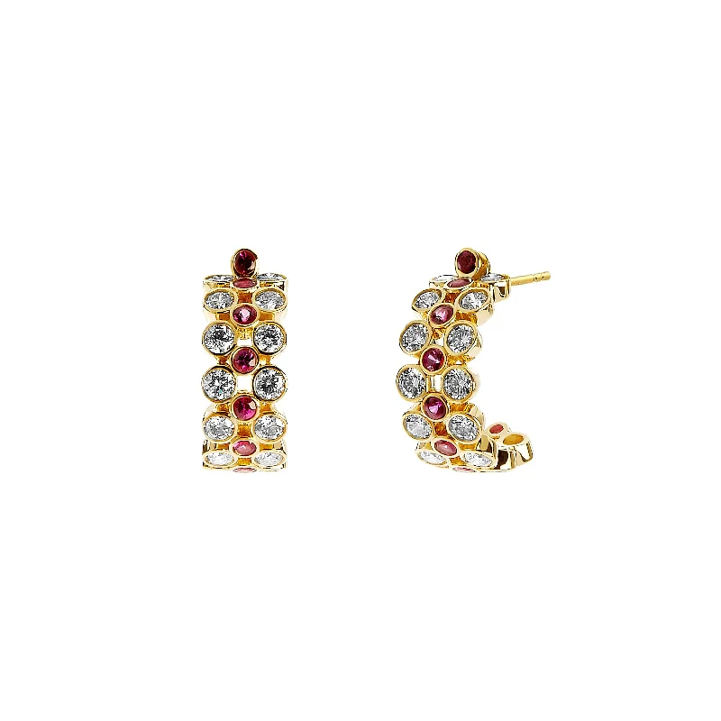 Hoop earrings with a chunky design for a bold and trendy statement-Short Diamond Hoops