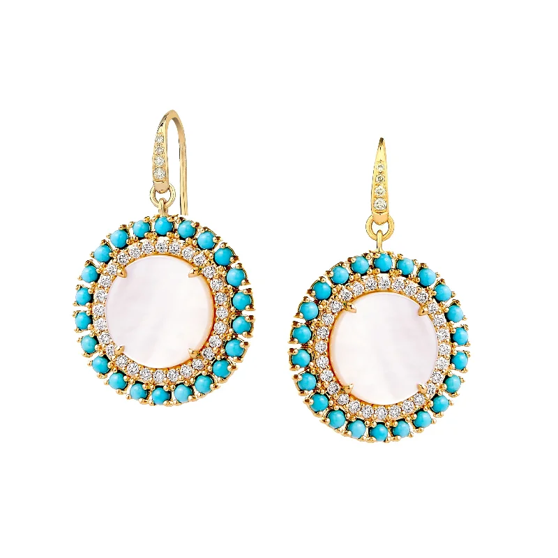 Stylish hoop earrings with diamond accents for an elegant and sparkling effect-Turquoise Diamond Earrings