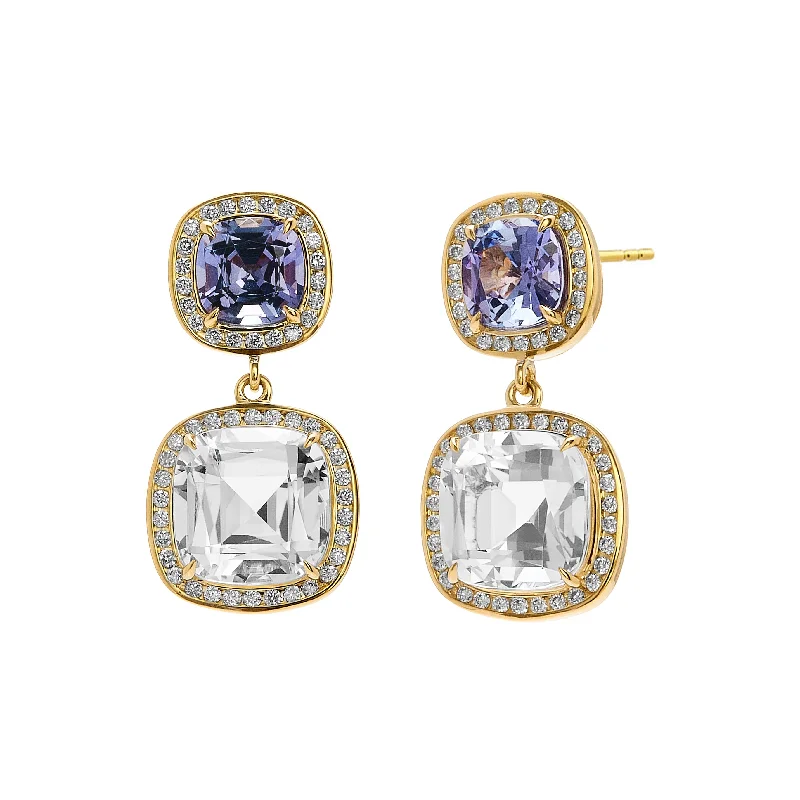 Hoop earrings with open designs for a modern, lighthearted vibe-Tanzanite Diamond Earrings