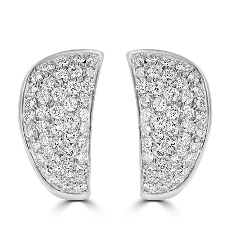 Hoop earrings with gold accents for a warm, elegant statement piece-18KT WHITE GOLD 1.75CT DIAMOND WIDE PAVE HOOP EARRINGS