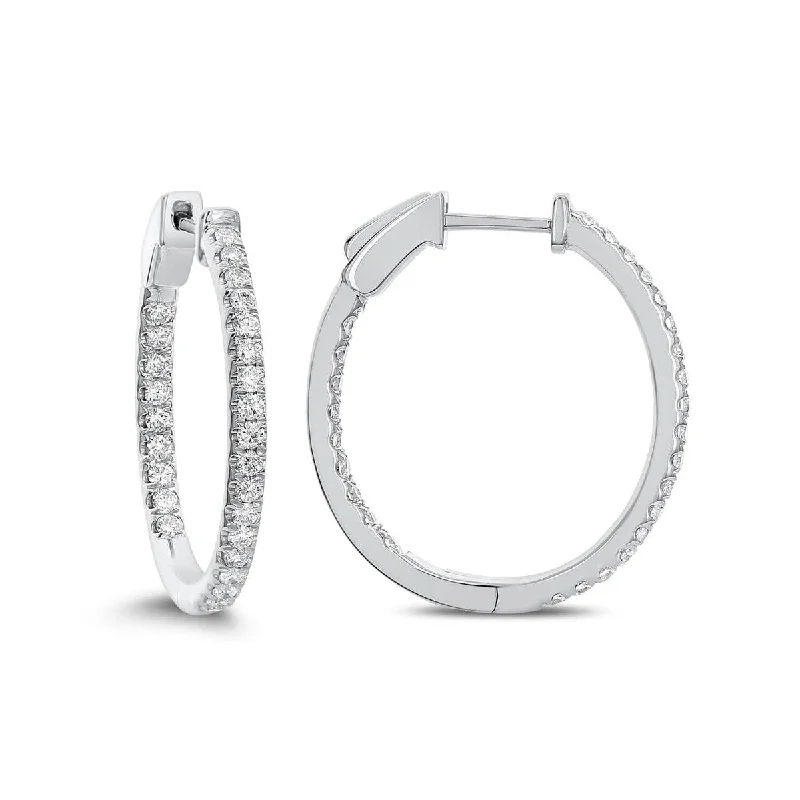 Best hoop earrings with minimal embellishments for a sleek and modern look-18KT Gold 0.80 CTW Diamond Inside Outside Hoop Earrings