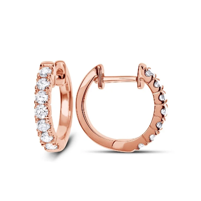 Best hoop earrings with oval shapes for a unique and elongated design-14KT GOLD 1/2 CTW DIAMOND ROUND HOOP EARRINGS