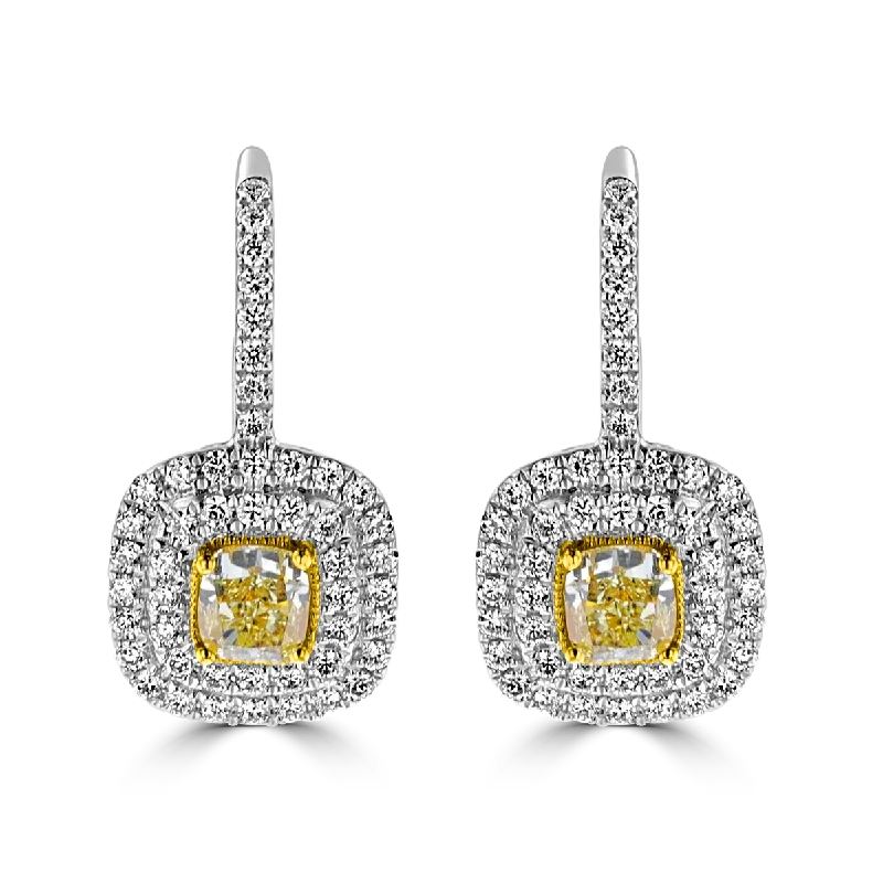 Lightweight hoop earrings for comfortable and all-day wear-18KT GOLD 1.47 CTW YELLOW & 1.02 CTW DIAMOND EARRINGS