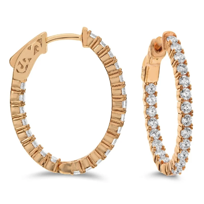 Hoop earrings with polished metal for a shiny and high-quality finish-18KT Gold 2.50 CTW Inside Out Diamond Hoop Earrings