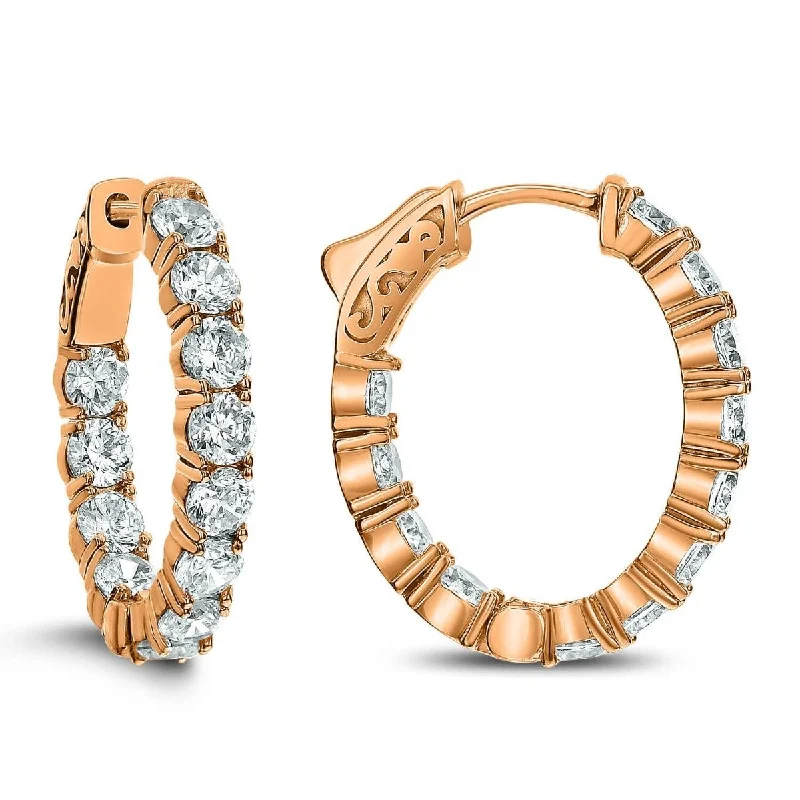 Hoop earrings with multi-tone finishes for a colorful and layered effect-18KT Gold 4.00 CTW Diamond Hoop Earrings