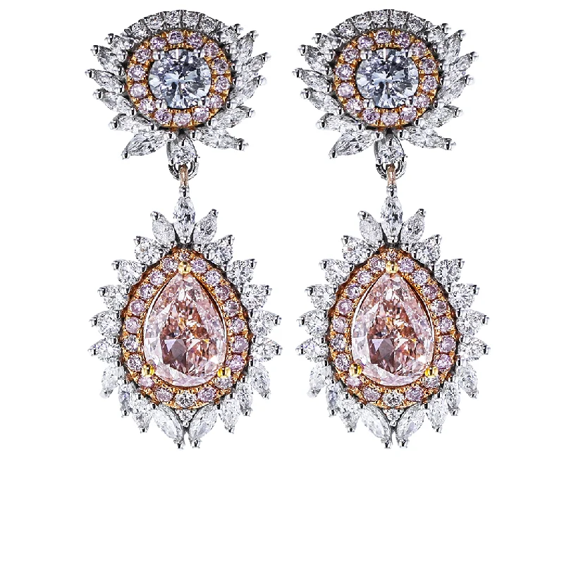 Best hoop earrings with sparkling cubic zirconia for a brilliant, budget-friendly effect-18KT WHITE & ROSE GOLD 2.51CTW PINK & 1.83CTW DIAMOND EARRINGS