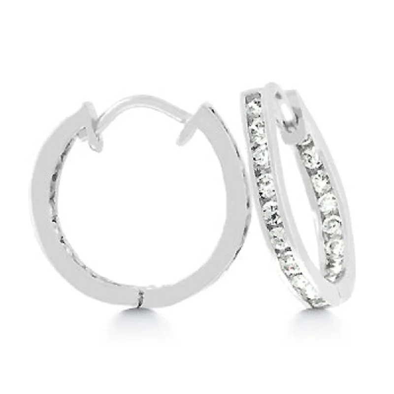 Best hoop earrings with cubic zirconia for a budget-friendly, dazzling look-19 Mm Silvertone Inside Out Hoops - 19 Mm L X 3 Mm W X 2 Mm H