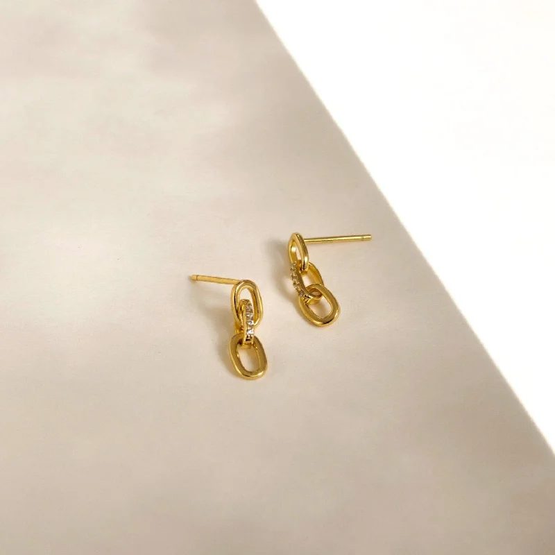 Best hoop earrings with minimalist designs for a clean and modern aesthetic-Amia Pave Link Earrings