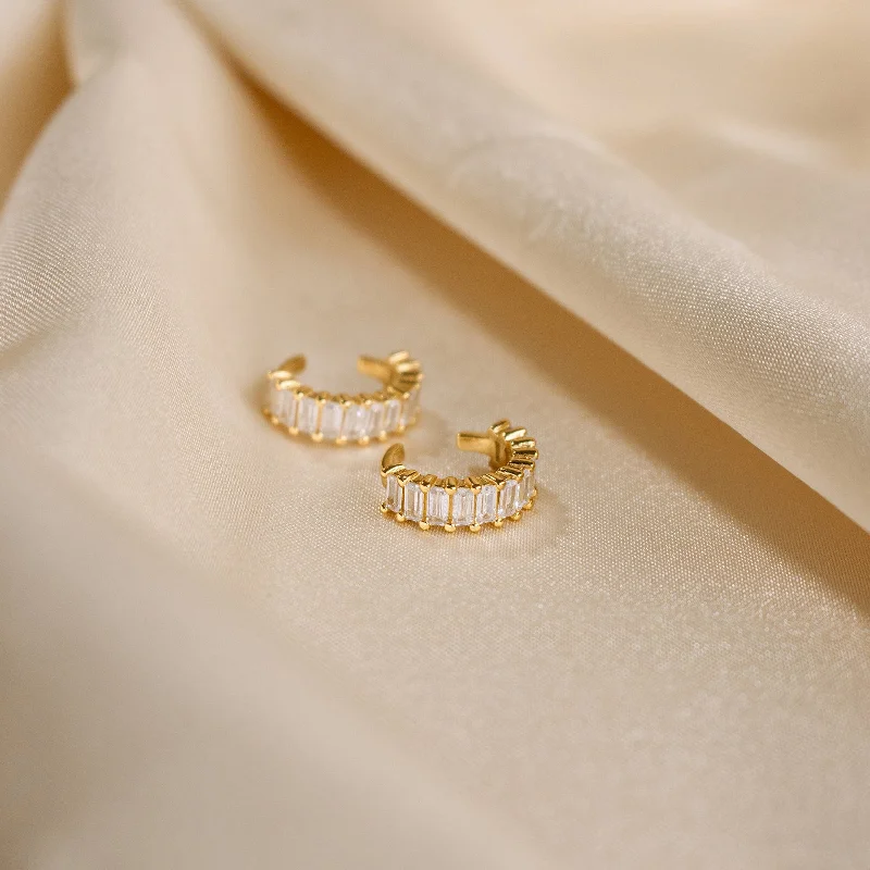 Hoop earrings with cut-out designs for a creative and lightweight effect-Baguette Ear Cuffs