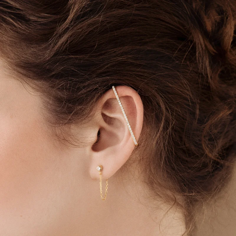 Hoop earrings with spiral designs for a dynamic and fluid look-Bar Ear Cuffs