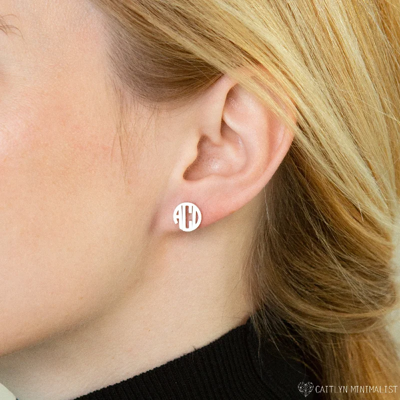 Best hoop earrings with enamel details for a colorful and modern look-Block Monogram Earrings