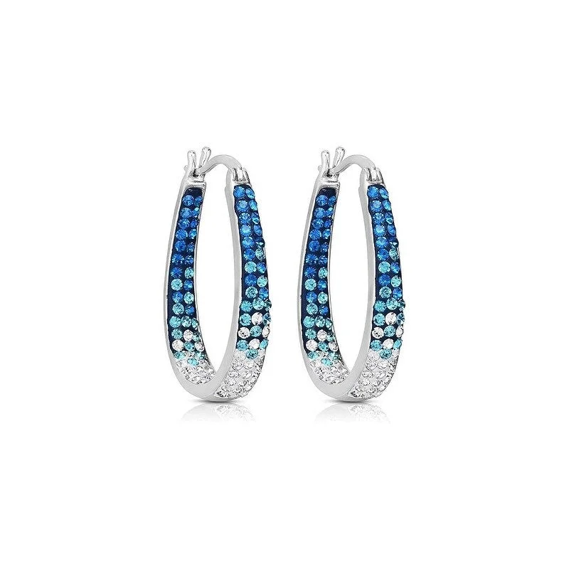 Medium hoop earrings for an everyday look with the perfect balance of style-Blue and White Inside Out Crystal Hoop Earrings For Women - Blue and White