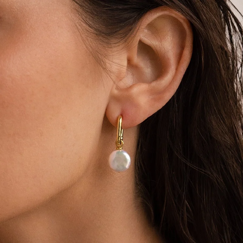 Hoop earrings with a chunky design for a bold and trendy statement-Bridget Pearl Hoops