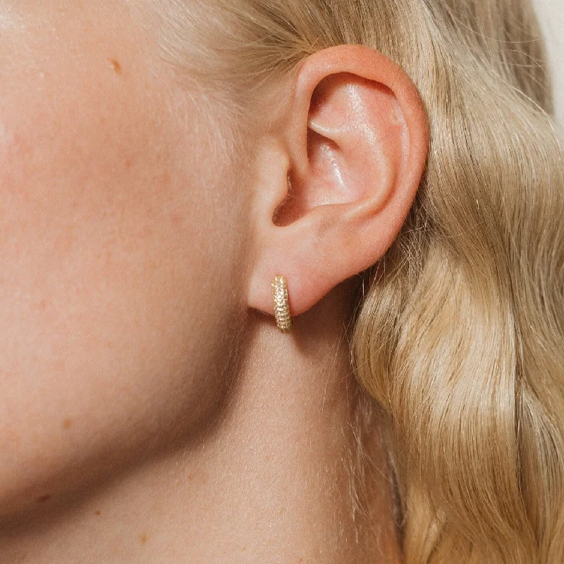 Hoop earrings with stacked layers for a bold and textured design-Clarissa Pave Huggies