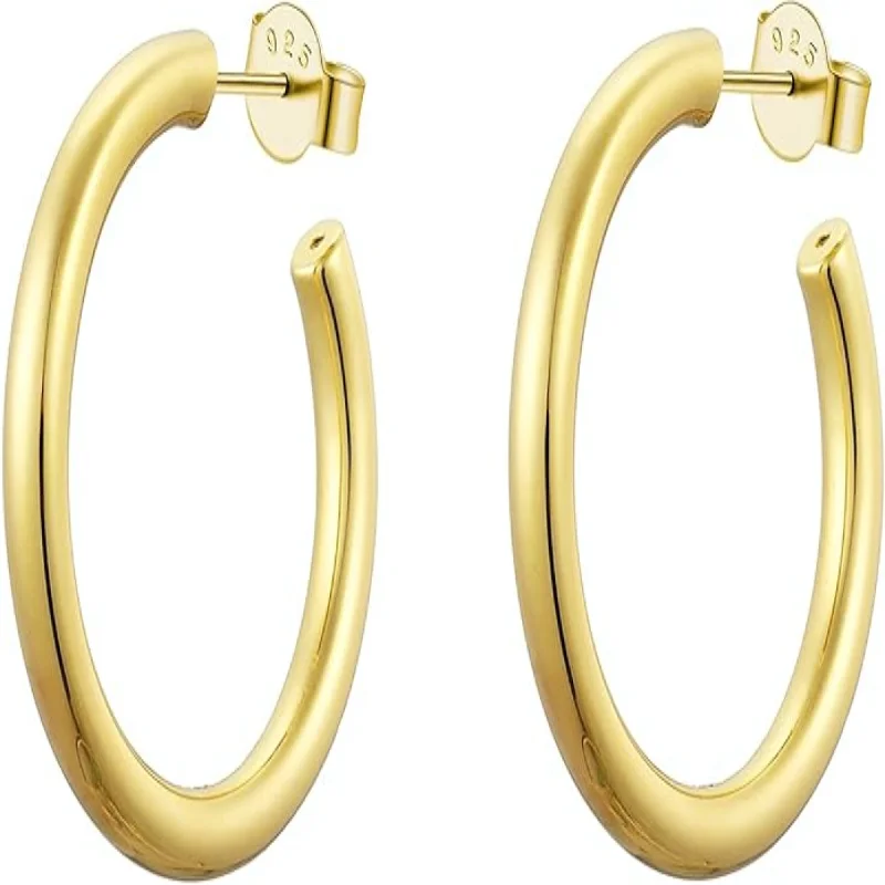 Hoop earrings with textured finishes for a vintage and classic style-Classic Gold 25mm Hoop Earrings