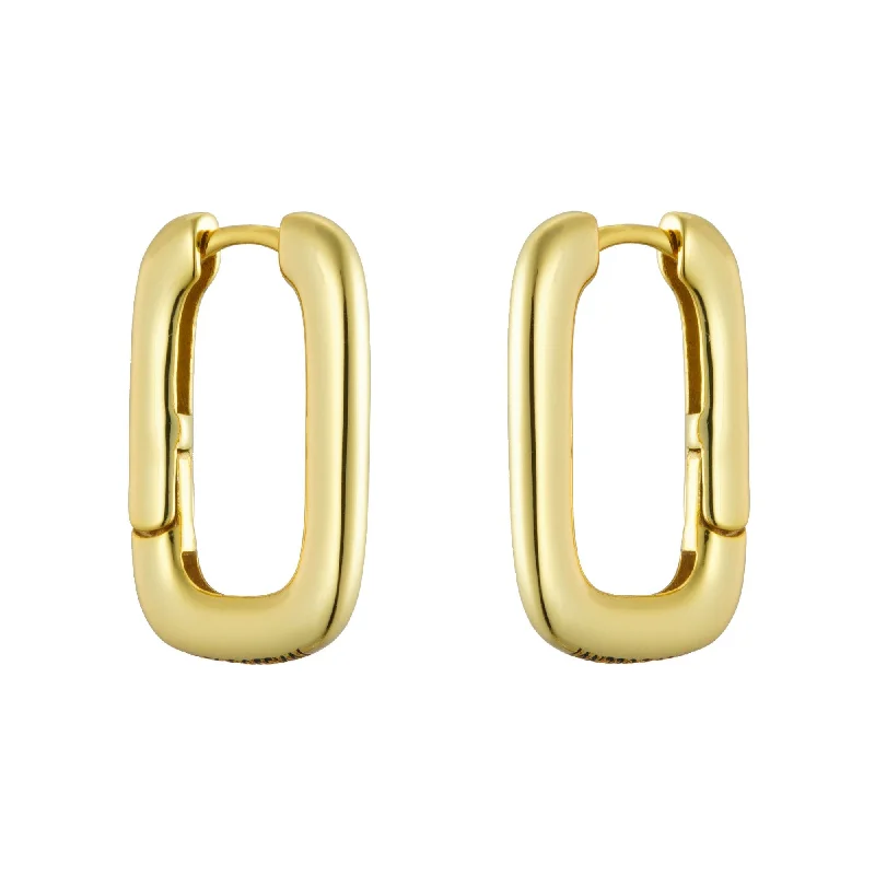 Best hoop earrings with matching bracelets for a coordinated jewelry set-Classic Gold Link U Hoop Earrings