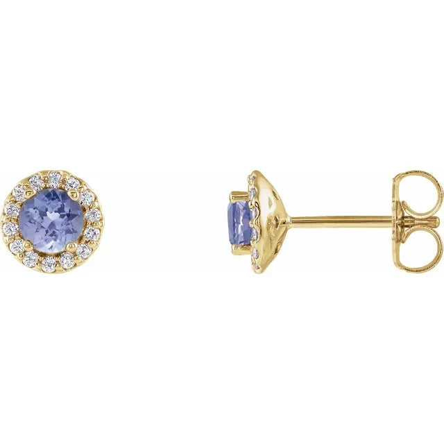 Best hoop earrings with geometric pendants for a modern, chic appeal-14KT YELLOW GOLD 0.54CT TANZANITE & 1/10 CTW DIAMOND EARRINGS