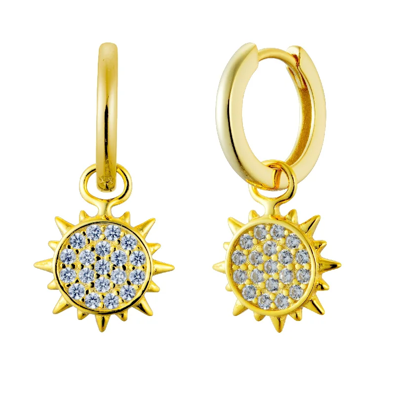 Hoop earrings with diamond-cut surfaces for added sparkle and shine-Crystal Sun Celestial Hoop Earrings