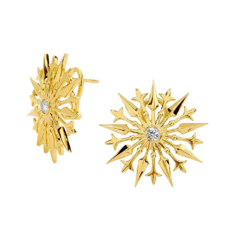 Hoop earrings with crescent moon shapes for a celestial and mystical appearance-Cosmic Gold Starburst Studs