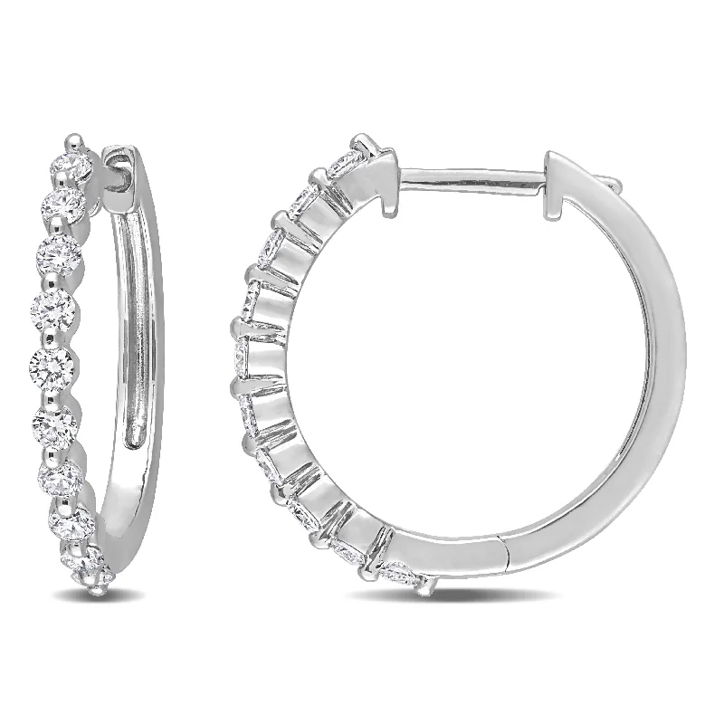 Hoop earrings with gold accents for a warm, elegant statement piece-Created Forever 5/8ct TDW Lab-Grown Diamond Hoop Earrings in Platinum Silver