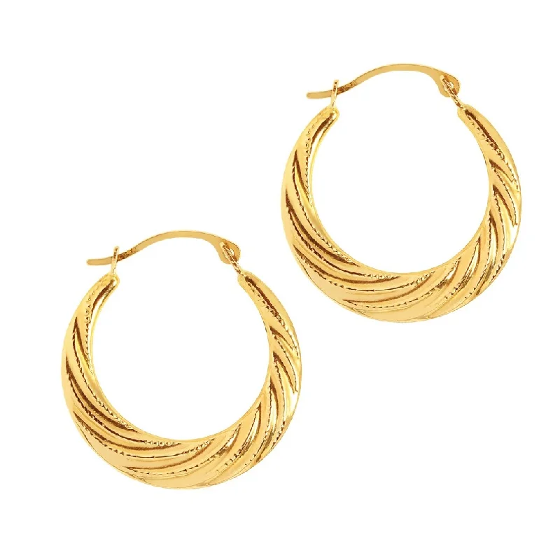 Best hoop earrings with floral designs for a feminine and delicate look-Curata 14k Yellow Gold 22mm Milgrain Scalloped Hoop Earrings