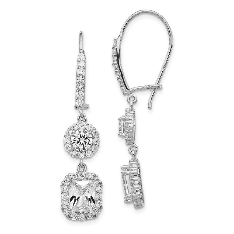 Hoop earrings with removable pendants for a versatile and customizable accessory-Curata 925 Sterling Silver Dangle Kidney wire CZ Cubic Zirconia Simulated Diamond French Wire Earrings Measures 40x10mm Wide