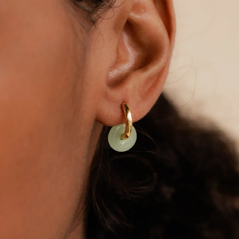 Hoop earrings with tortoiseshell designs for a chic and classic style-Dainty Jade Duo Hoops