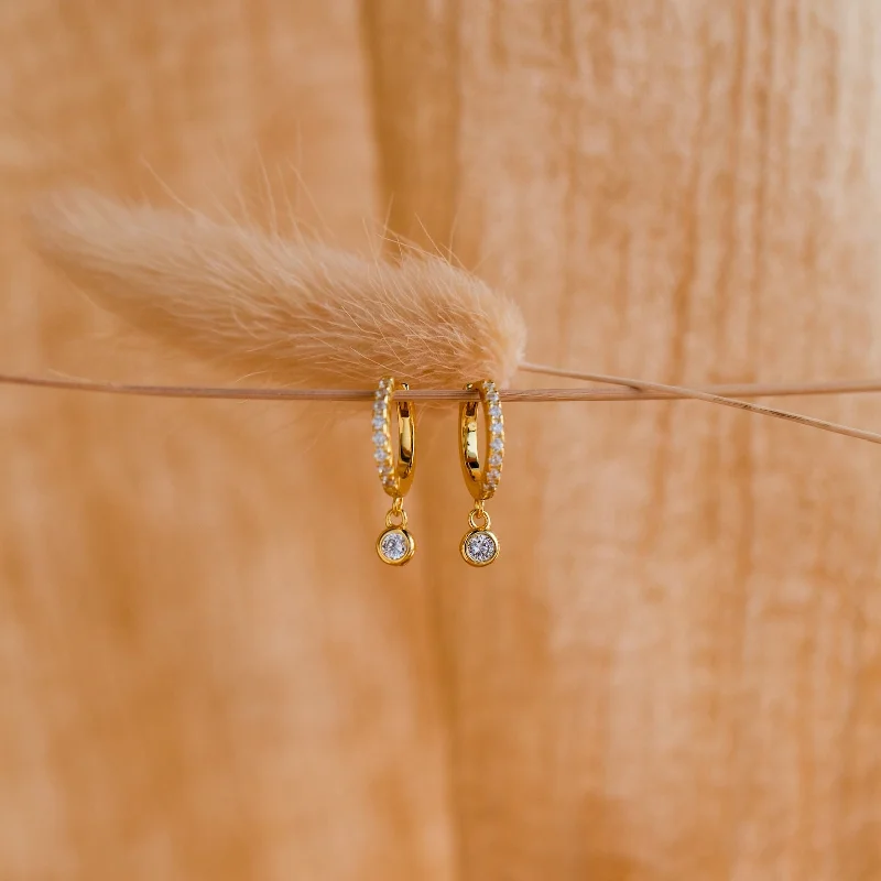 Best hoop earrings with turquoise stones for a bohemian-inspired vibe-Daphne Pave Huggies