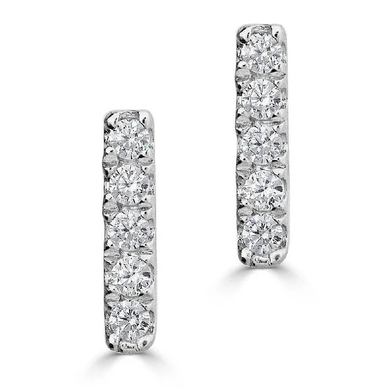 Best hoop earrings with asymmetrical designs for a fashion-forward, avant-garde look-EMILIQUE 14KT GOLD PETITE 0.06CTW DIAMOND BAR EARRINGS